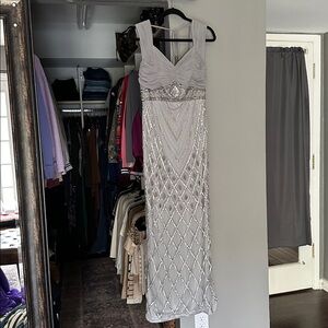 Sue Wong Silver Beaded Dress